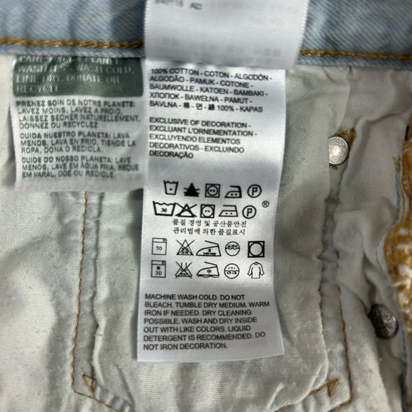 Levi's 501 CT Denim Shorts Cut Off Light Wash Button Fly 6" Inseam Patchwork‎ 30 - Picture 7 of 11